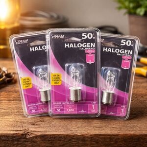Feit Electric 50W Halogen Bulb BA15d Bayonet Base 120V (Lot of 3) New